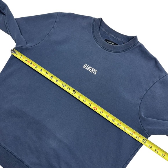 All Saints Opposition Crewneck Pullover Sweatshirt Adult Size S Charcoal Blue - Picture 9 of 13